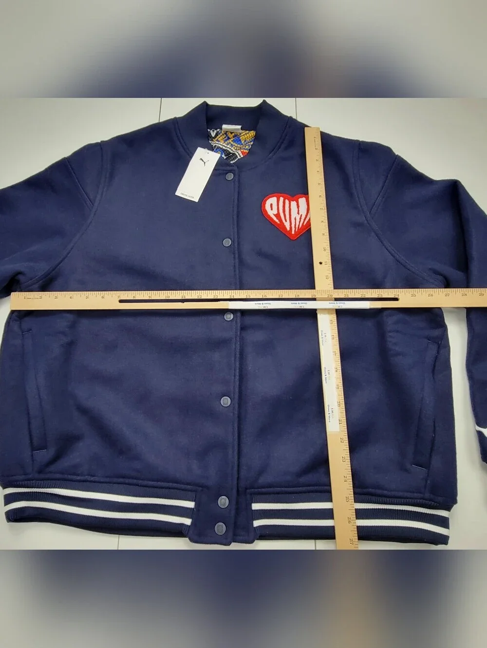PUMA Sticker Pack Basketball Varsity Jacket Men's Size XXL Navy Blue $200 NEW